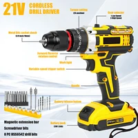 Kit perceuse-visseuse sans fil 21V, 45 Nm et mandrin sans clé 3/8 pouces, embrayage 25+3 vitesses, 120 outils de bricolage pour batterie Makita 21V 5