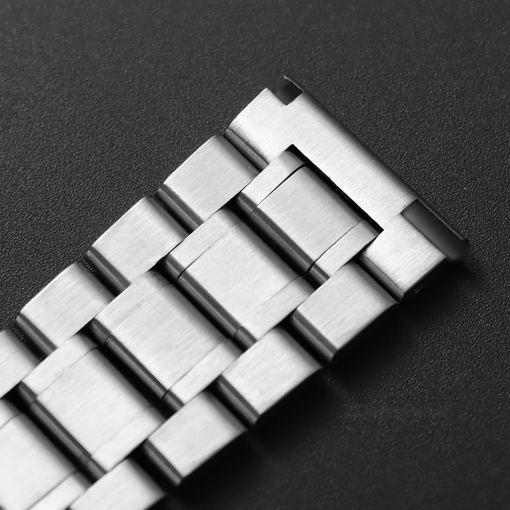 Elegant Stainless Steel Watch Strap with Curved End and Butterfly Clasp