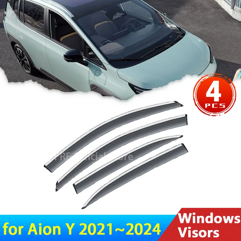 

4х дефлекторы для Aion Y Nio 2021, 2022, 2023, 2024, аксессуары, автомобильные оконные козырьки, защита от дождя, бровей, ветра, дыма, ветрозащитные панели