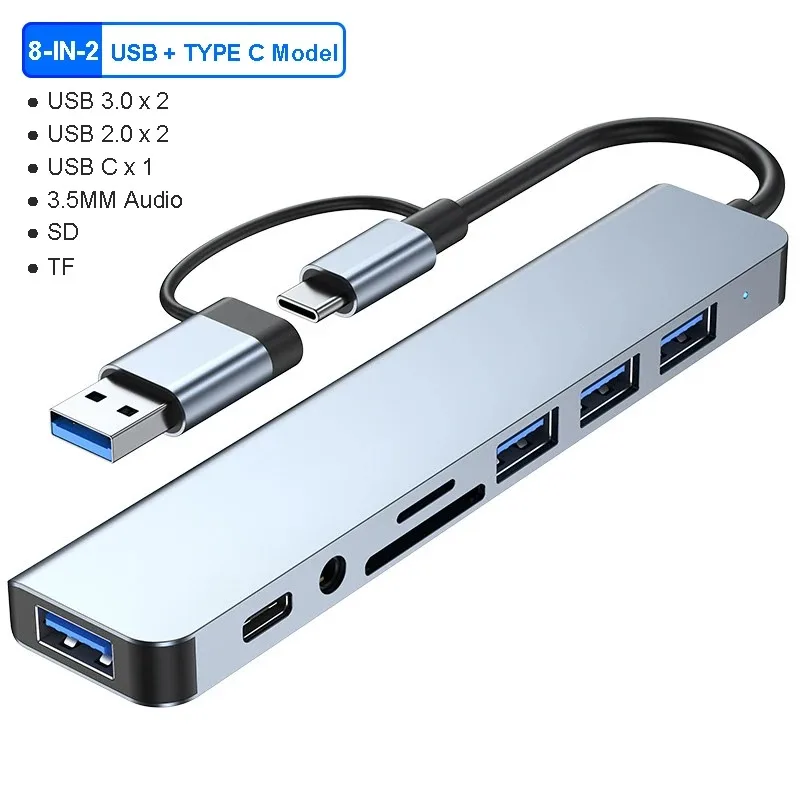 Koncentrator USB 3.0 8w2 Stacja dokująca USB-C Czytnik kart SD/TF Adapter OTG Rozdzielacz 8w2 typu C do laptopa MacBook - AliExpress 7