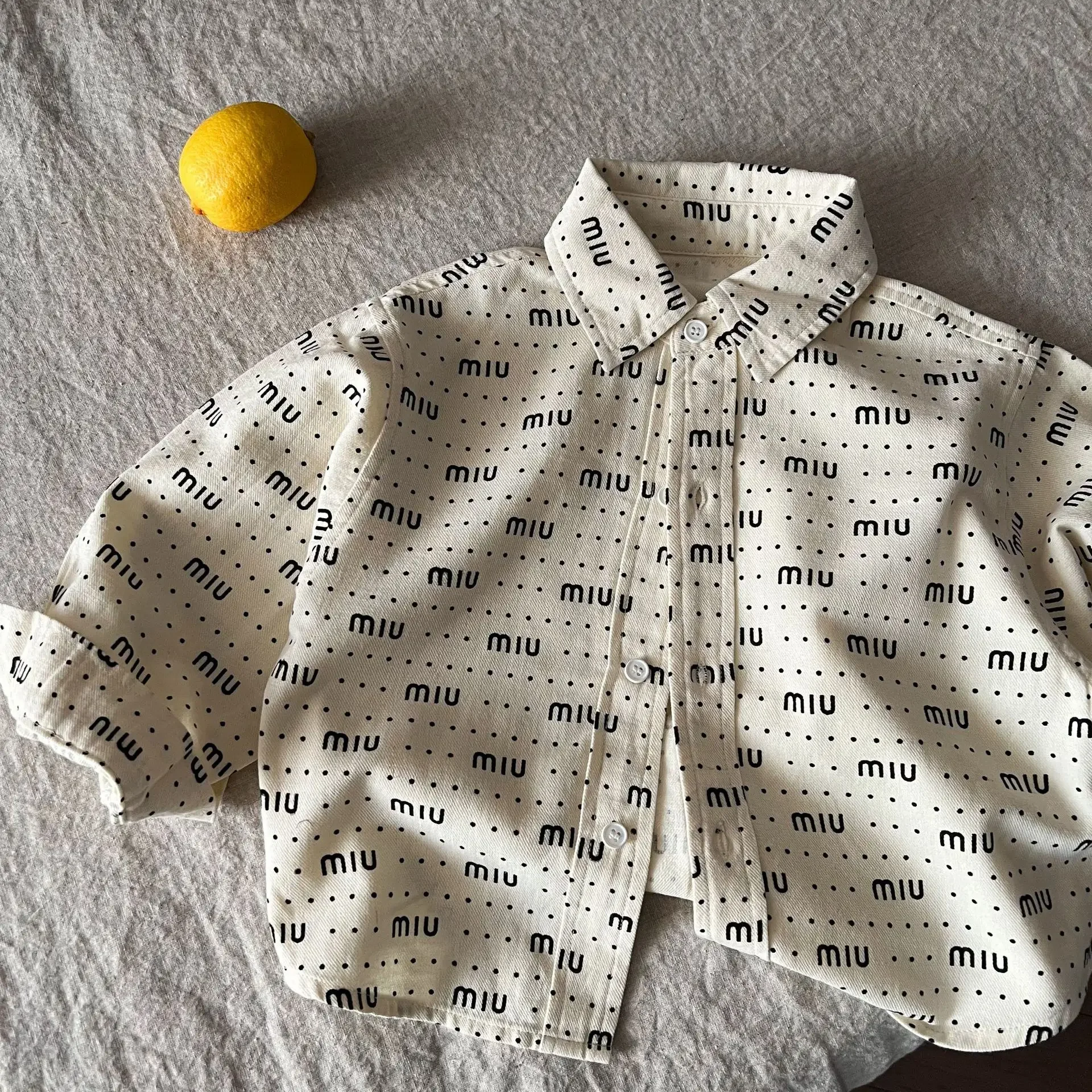 Children's Cotton Shirt Spring Long Sleeve Letter Print Boys Girls Top Trendy Cool Outerwear Baby Clothes Kids