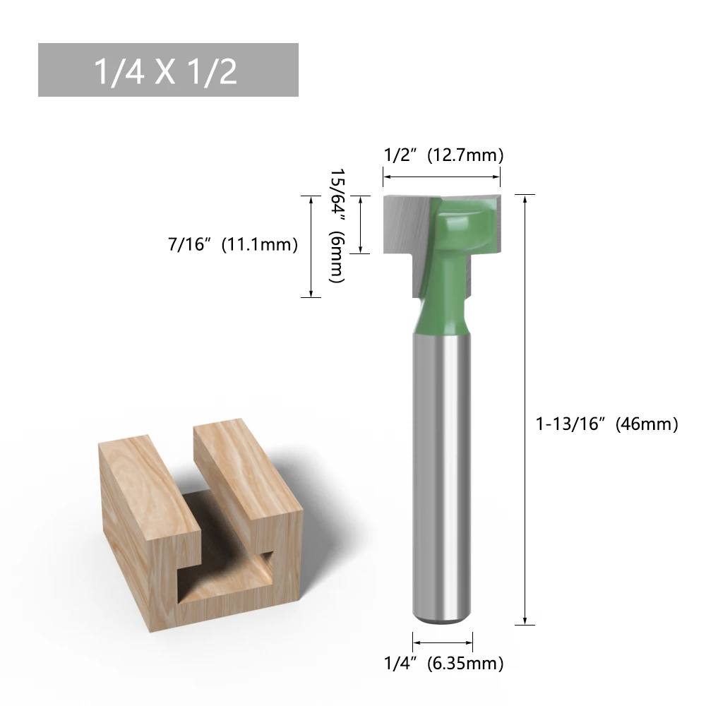 1pc 1/4 "Schaft 6,35mm T-Slot Cutter Router Bit Set Hex Bolzen Schlüssel Loch Bits T stoßen Fräser für Holz Holzbearbeitung MC01190 – Detail 9