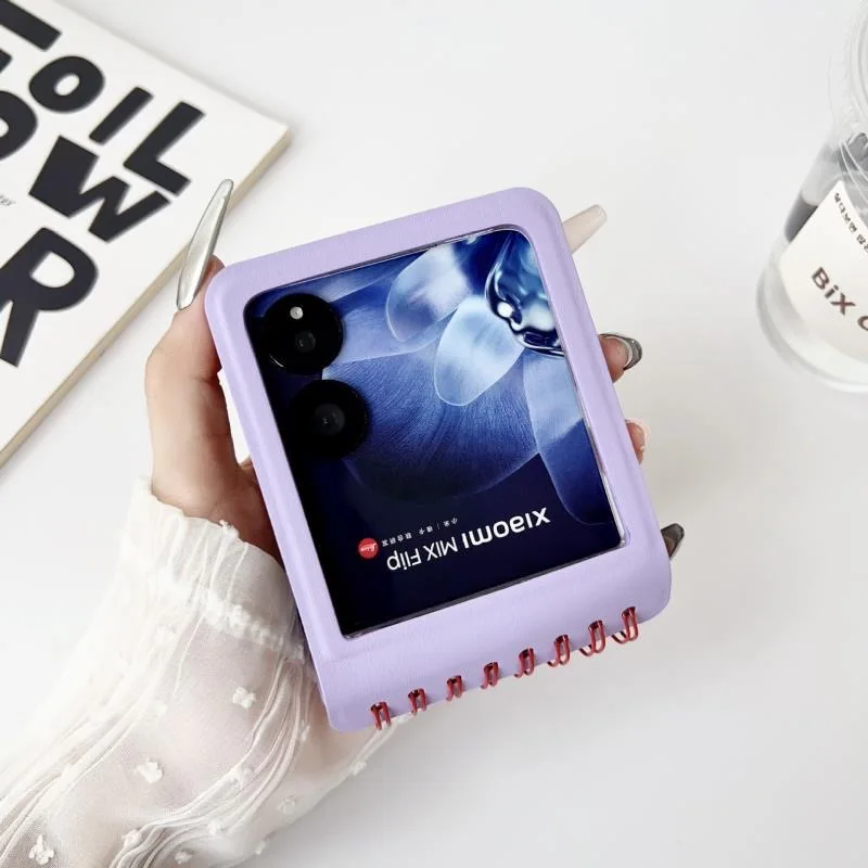 Y2K Painted PU Leather Protective Phone Case - Notebook Design