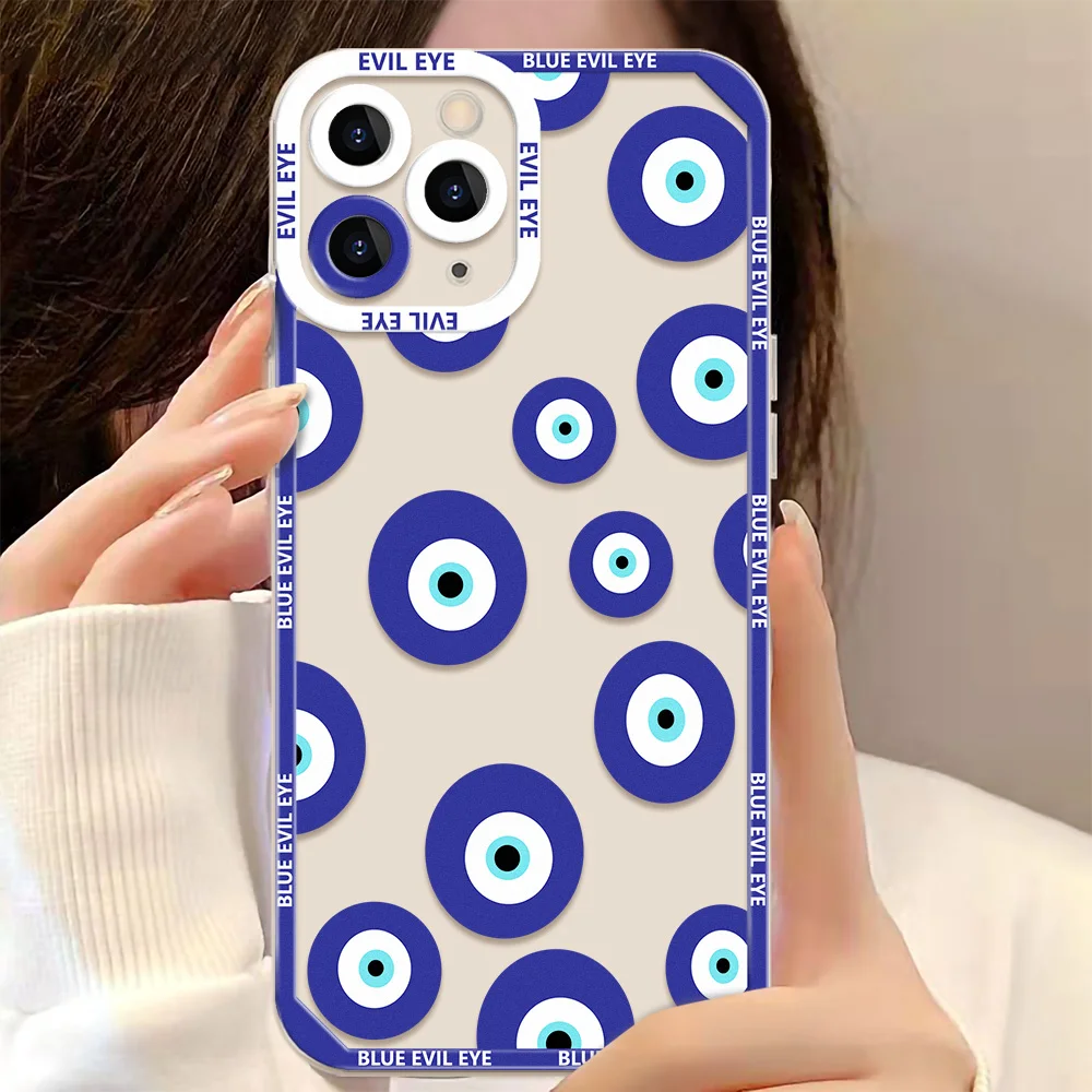 Per Iphone 15 Custodia Blue Evil Eyes Stampa Custodia Per Telefono Per Iphone 14 13 12 11 Pro Max 12 13 Mini 7 8 14 15 Plus Cover In Silicone Morbido