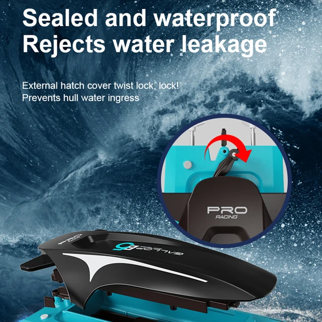 Max Speed 20km/h RC Motorboat with LED Light RC Competitive Rowing Boat 20min Working Time 80m Control Distance for Child Kids 6