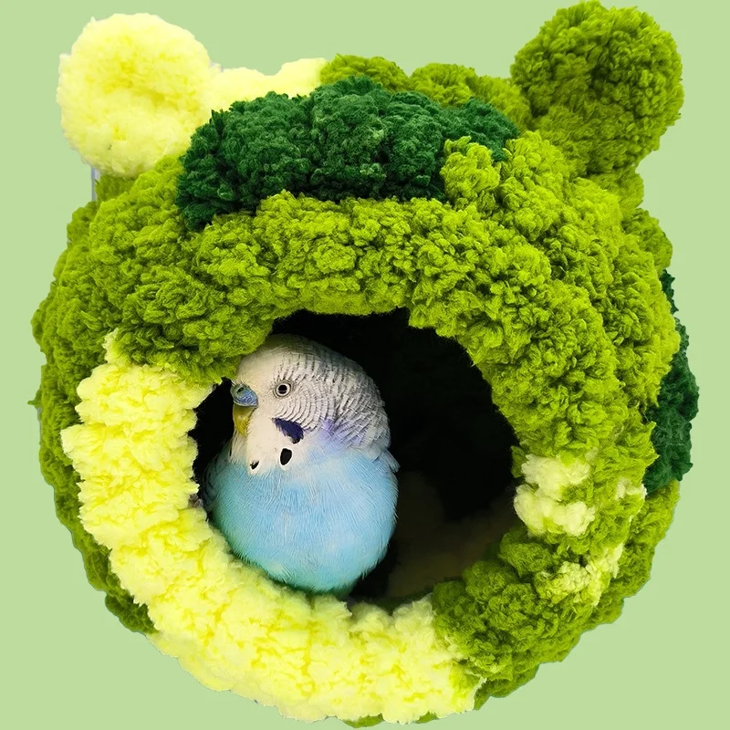 Warm Bird Nest Winter House Hanging Hammock Cage Accessories Plush Hideaway for Parrot Hummingbird Decoration Bird Cages bird cage accessories