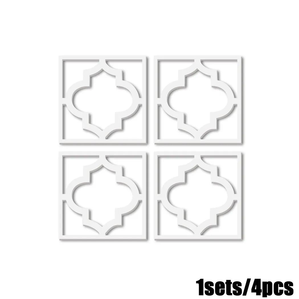 4pcs 20x20cm Mirror Wall Stickers PS Board Mirror Wall Stickers Kitchen Bedroom TV Background Decal DIY Home Art Decor