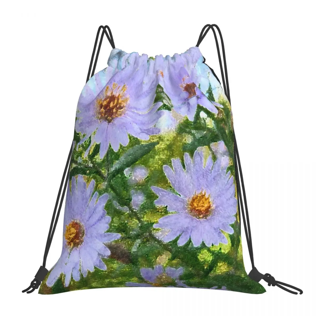 

Purple Daisies Backpacks Multi-function Portable Drawstring Bags Drawstring Bundle Pocket Sundries Bag BookBag For Travel School