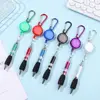 Metal Retractable Pull Rope Ballpoint Pen Lanyar Mountaineering Buckle Key Chain Easy Pull Buckle Pen Stationery Writing Tools 2