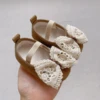 MISOWMNJOY Baby Girls Shoes Lace Flower Bowknot Infant Mary Jane Flats Soft Sole Rubber Non-Slip Crib Shoes for Toddlers 1