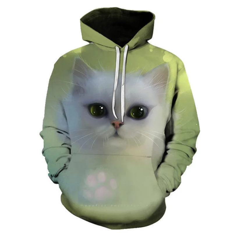thumbnail image 1 of Sudadera con capucha con estampado de gato estrellado divertido para hombre, jerséis casuales con capucha y estampado de gato en 3D, novedad, sudaderas, tops, ropa de calle para hombre, 1 of 5