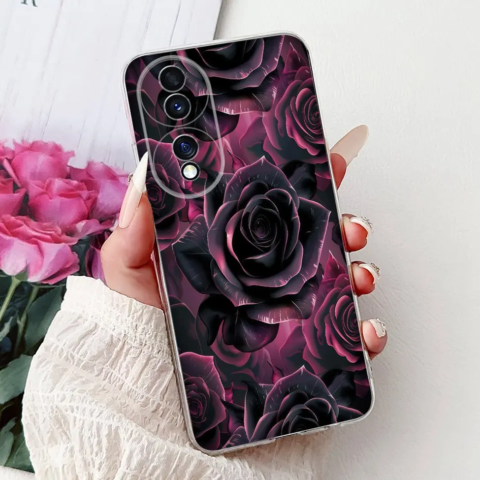 Clear Aesthetic Cute Cat & Flowers Soft Phone Case - Fashionable and Fun Design
