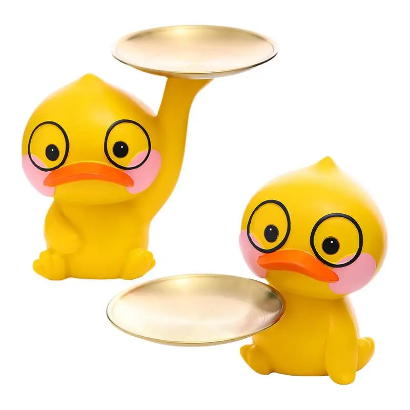 

Cute Little Yellow Duck Ornament With Serve Snacks Delight Yellow Duck Figurine Duck Candy Bowl Decorative For Den Offices