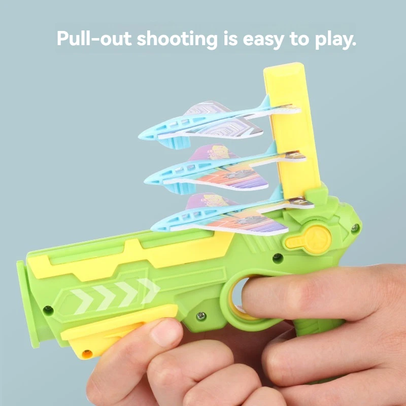Continuous Aircraft Launch Gun Flying Foam Aircraft Catapult Gun Children Gliding Aircraft Boy Outdoor Toys 4