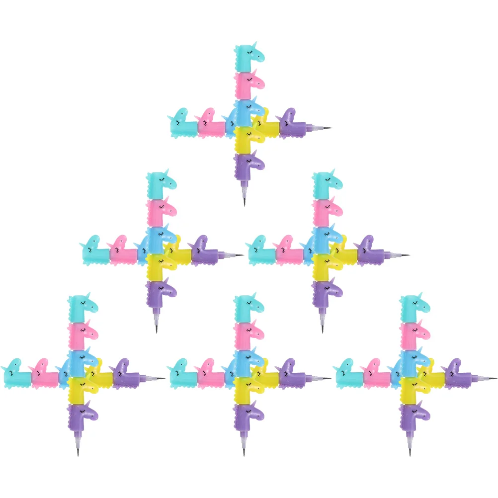 

12 Pcs Pencil Unicorn Pencils Building Blocks Novelty Stacking School Push Kids Portable Stackable