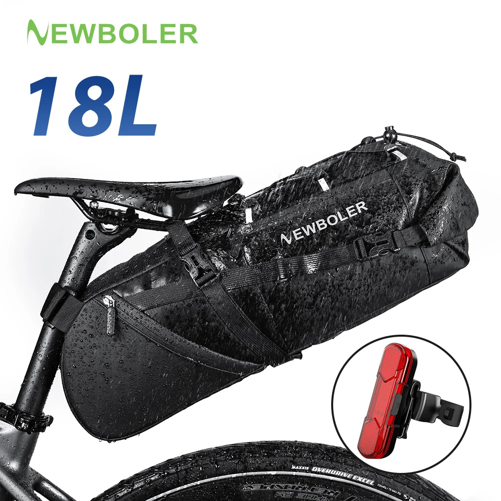 NEWBOLER 18L Bike Saddle Bag Waterproof MTB Road Bicycle Large Capacity Cycling Bag Foldabe Tail Rear Bag Trunk Accessories