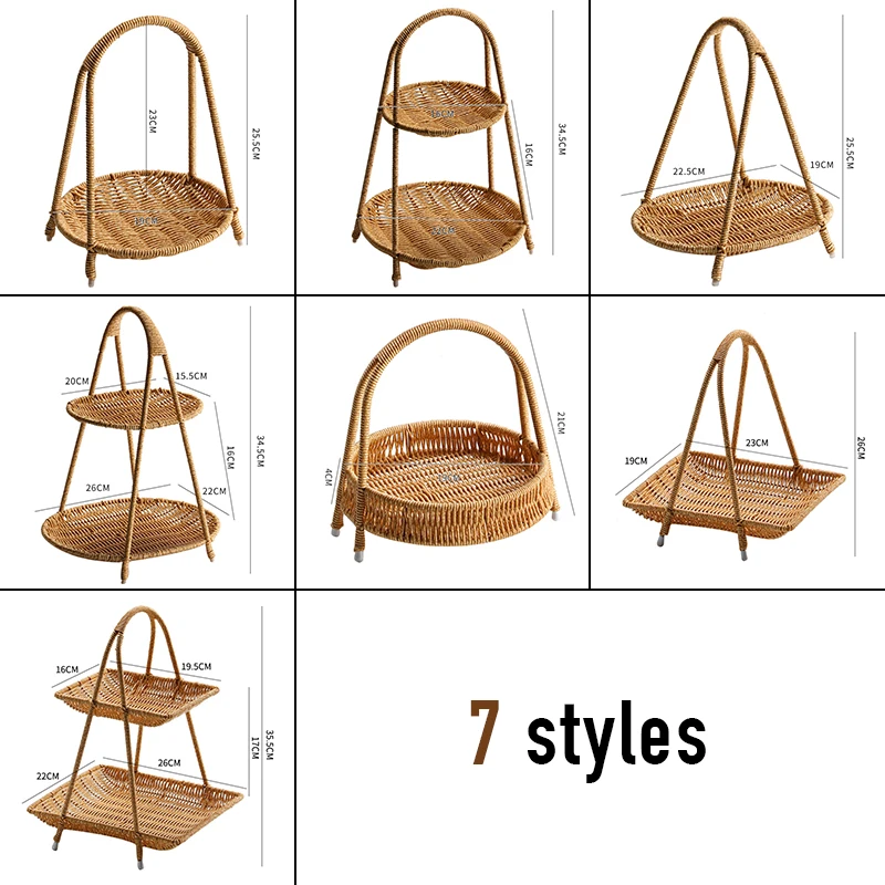 Rattan Imitation Woven Fruit Storage Tray, Dried Fruit Tray, Candy Snack Rack, European-Style, Dry Fruit Bowl, Afternoon Saucer 2