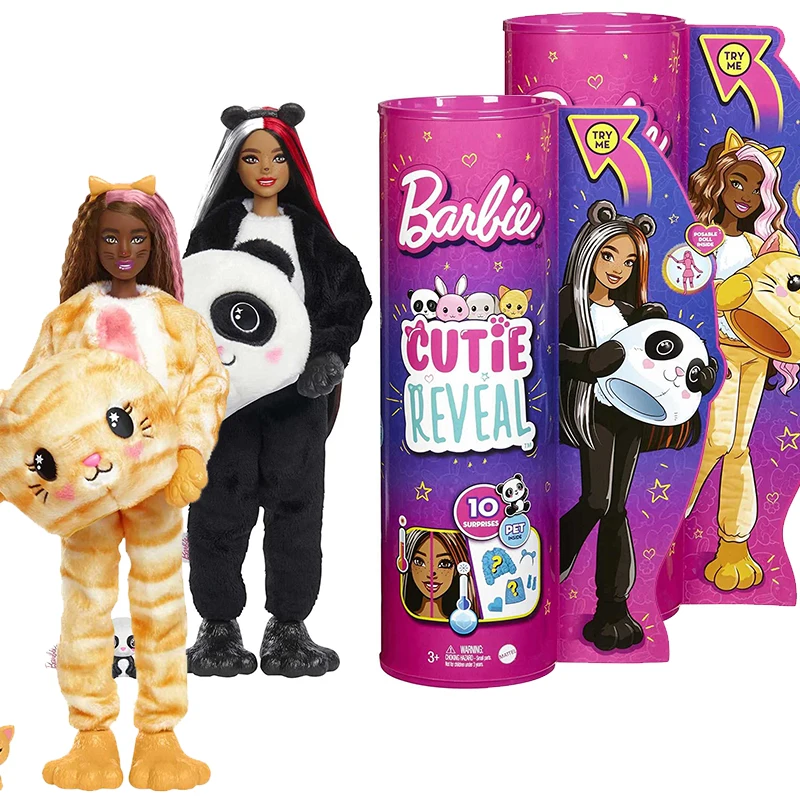 Barbie Cutie Reveal Poupée, costume de lapin en peluche, 10 surprises, y  compris un mini animal de compagnie et un changement de couleur :  : Jeux et Jouets