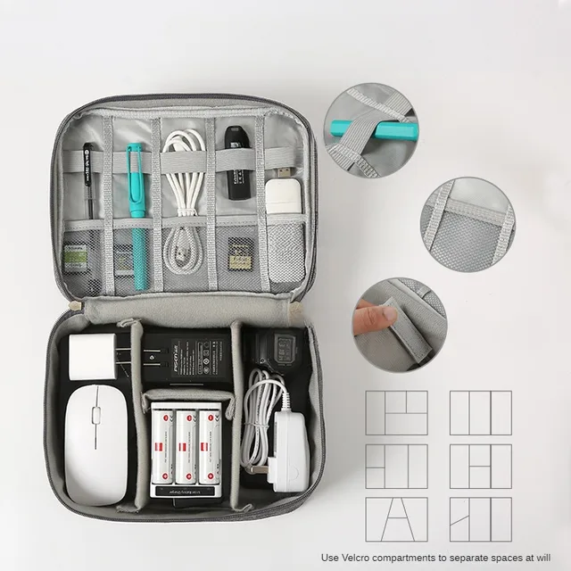 Sac numérique étanche réglable pour voyage à domicile, accessoires électroniques, chargeur, câble de données, sac USB, sac de rangement numérique Portable 6