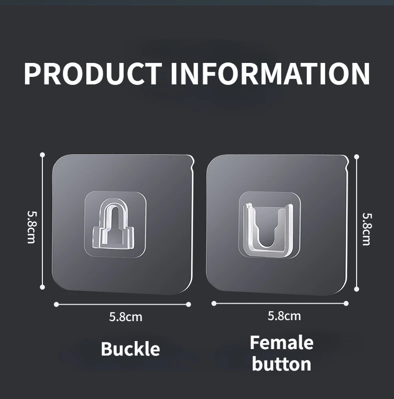 Description Picture 3 of itemDouble Sided Adhesive Wall Hooks Wall Hanger Transparent Suction Cup Sucker Hook Double-Sided Multi-Purpose Hook Key Hanger Hook