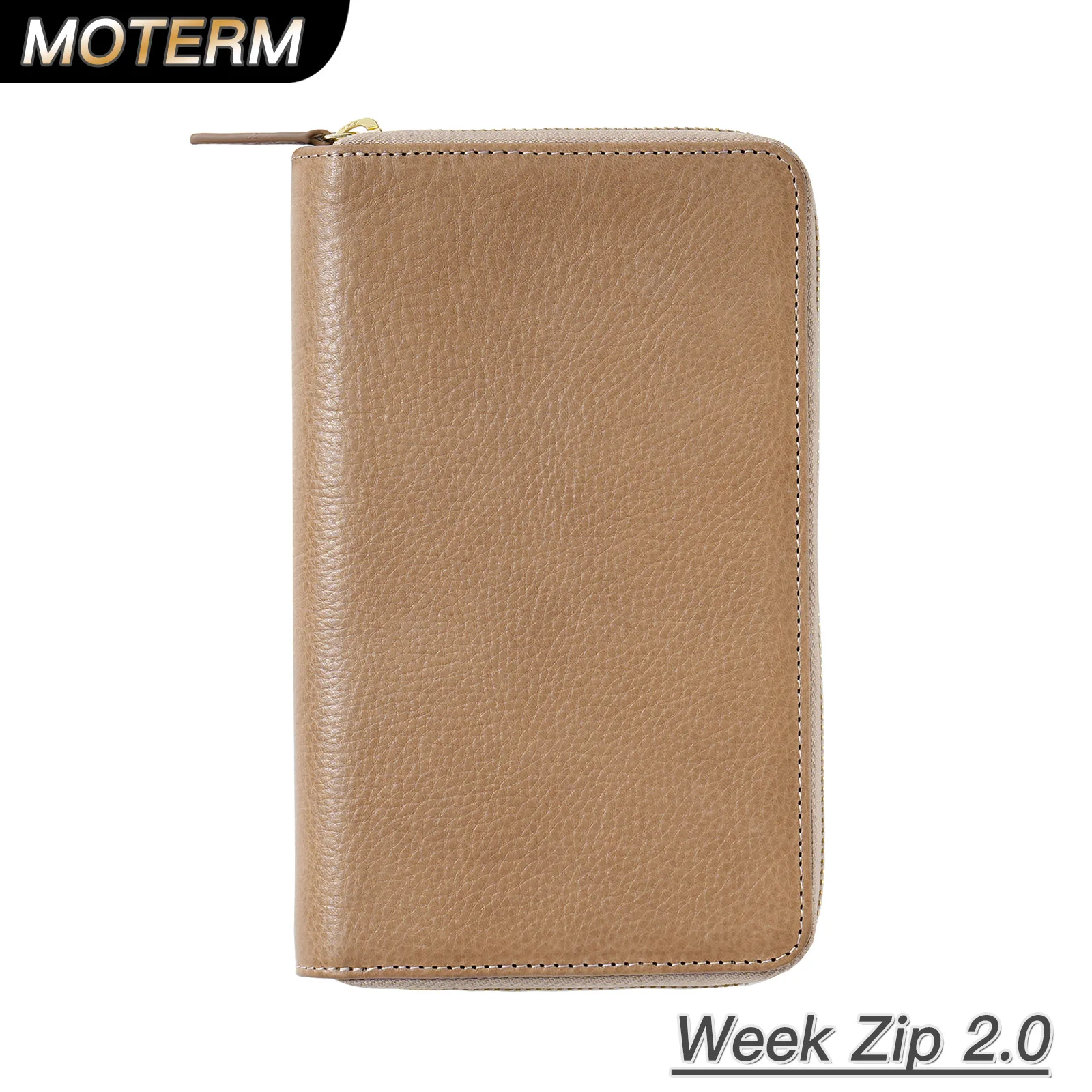 Moterm Full Grain Vegetable Tanned Cowhide Planner Zip Weeks 2.0 Cover for Hobo Weeks/ Mega Notebook Organizer Journal Diary