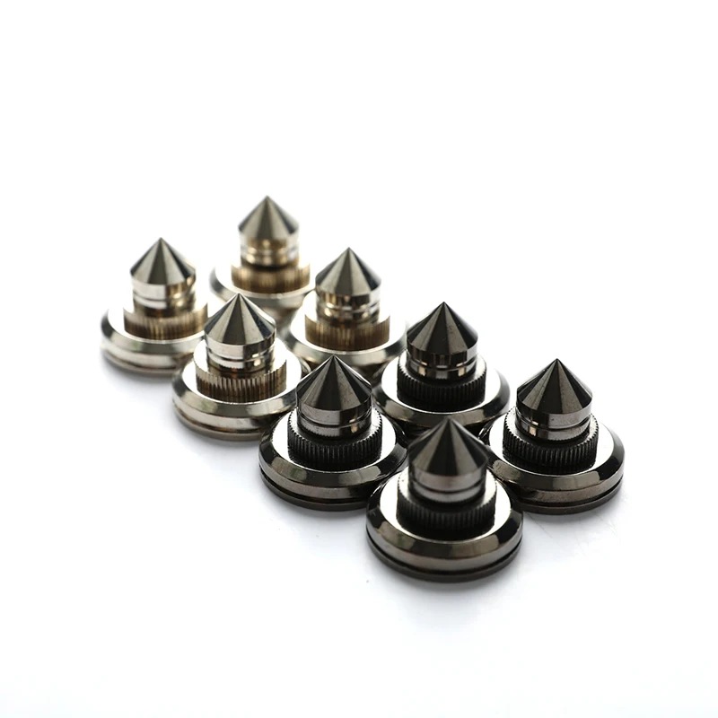 Set of 4 Premium Pure Copper Silver Speaker Spike Pads for Enhanced Sound Quality