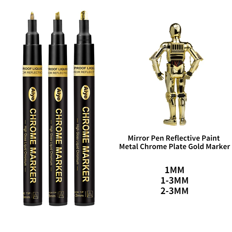 Mirror Gold Silver Marker Pen Reflective Paint Metal Chrome Plate