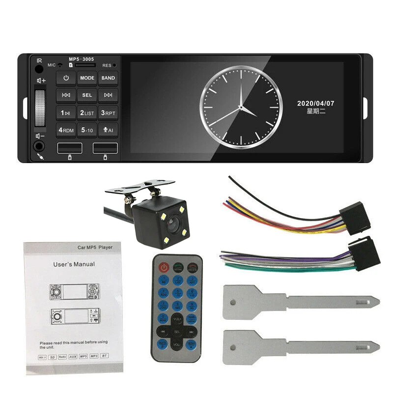 

1 Din автомобильный MP5 приемник 5,1 дюймов, автомобильное радио, цвет Φ 12V USB AUX, поддержка Bluetooth, громкая связь для автомобиля с 4 светодиодами