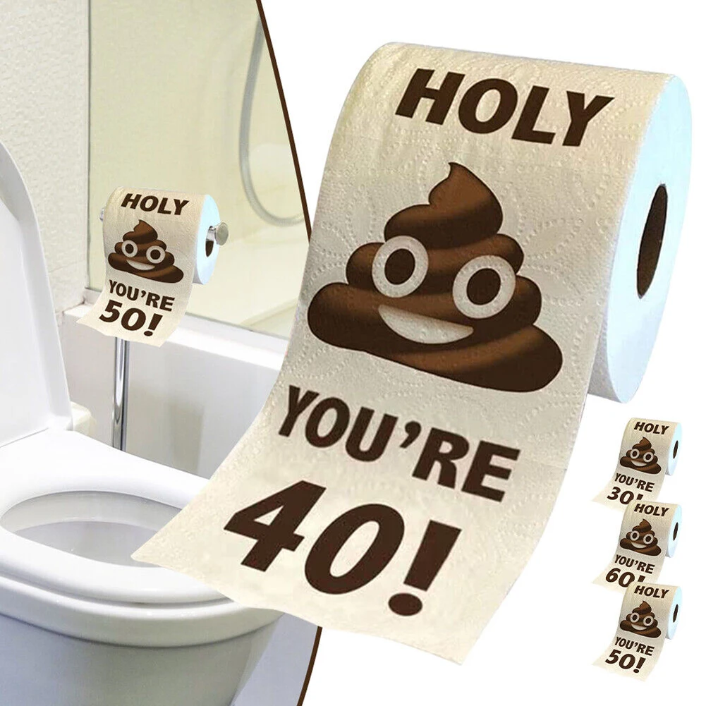 Funny Poop Face Toilet Paper Towel Halloween Decoration Poop Printed Toilet Paper Roll Tissue 30/40/50/60th Birthday Gifts toilet roll paper paper towel paper tissue disposable paper towel