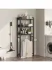 Over The Toilet Storage Rack 3 Tier Bathroom Organizer Over Toilet Freestanding Space Saver Toilet Stand with 2 Hooks Ba 4