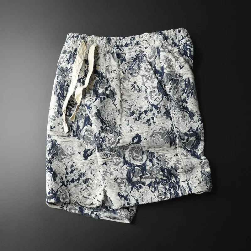 Summer Leopard Embroidered Jeans Men's Shorts 3D Badge Worn Out Zipper Slim Fit Versatile European American Trends Cotton Tide 2