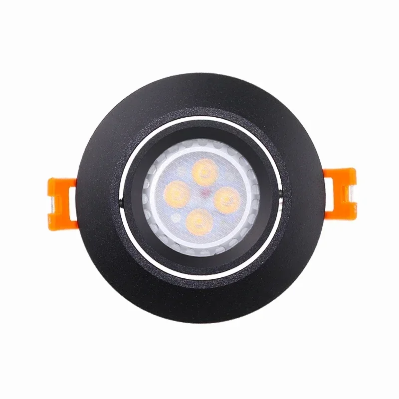 Description Picture 3 of itemAluminum Black Round Style 70mm Cut Out Recessed Down Light GU10 MR16 Front Knob Design Spot Light Housing Frame for Home Decor