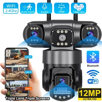 V380 Pro WiFi IP Camera Outdoor 12MP 6K Triple Lenses Triple Screens Security Video Monitor Night Vision Waterproof CCTV Cameras 1