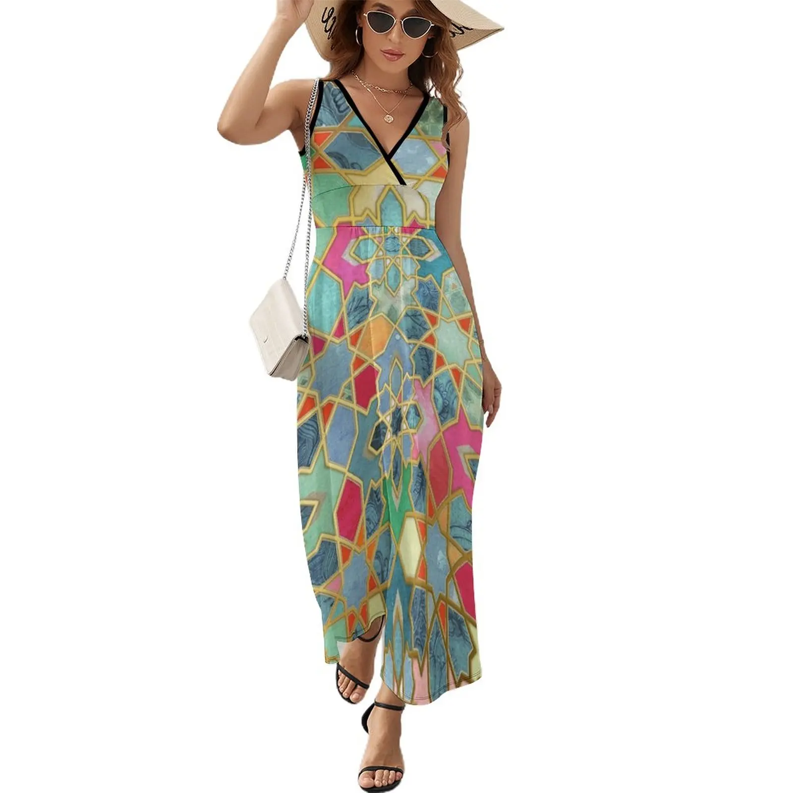 

Gilt & Glory - Colorful Moroccan Mosaic Sleeveless Dress dresses for prom dresses for women beach dresses Women's summer skirt