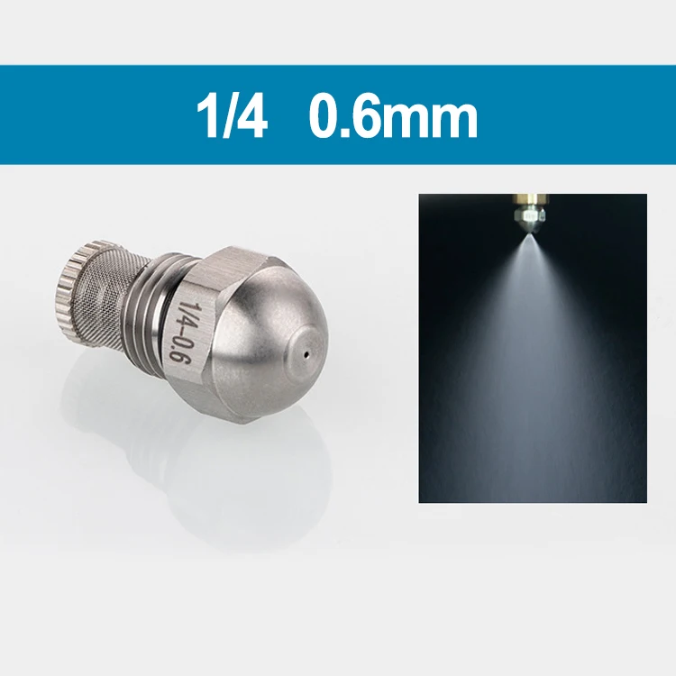 Atomizing Spray Mist Nozzle Dia 0.3-1.5mm Fine Atomizing Spray 1/4BSPT High And Low Pressure Mist Nozzle Orifice Stainless Steel