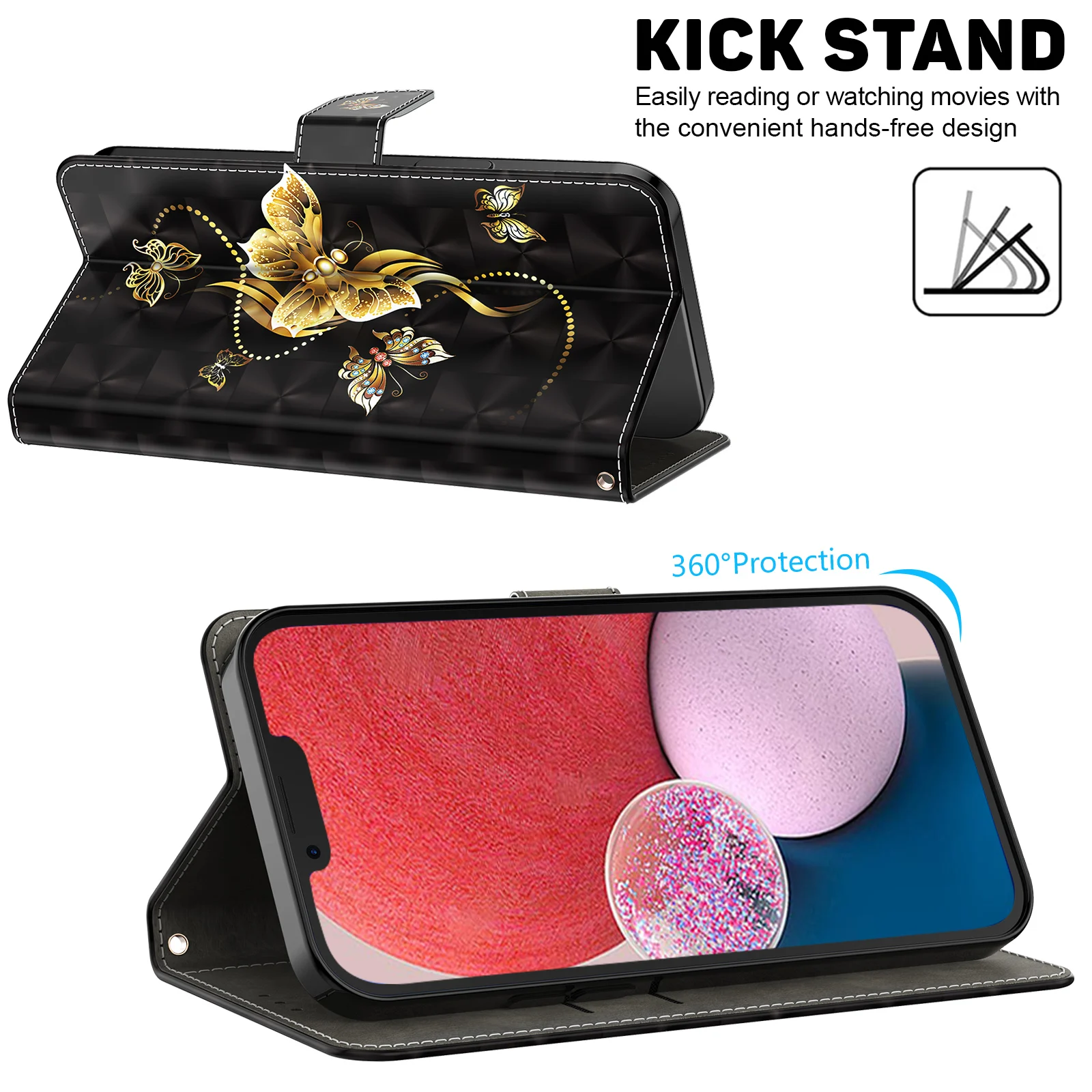 3D Cat and Dog Flower Magnetic Flip Leather Phone Case