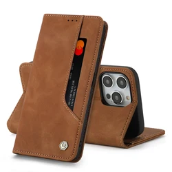 Leather Flip Wallet Phone Case with Magnetic Closure and Card Slots - iPhone 8 P 7 Plus (Brown)