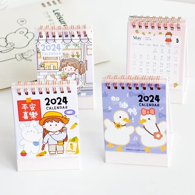 Calendrier de bureau kawaii 2024, bloc-notes coréen, liste de tâches,  licence 03/agenda - AliExpress