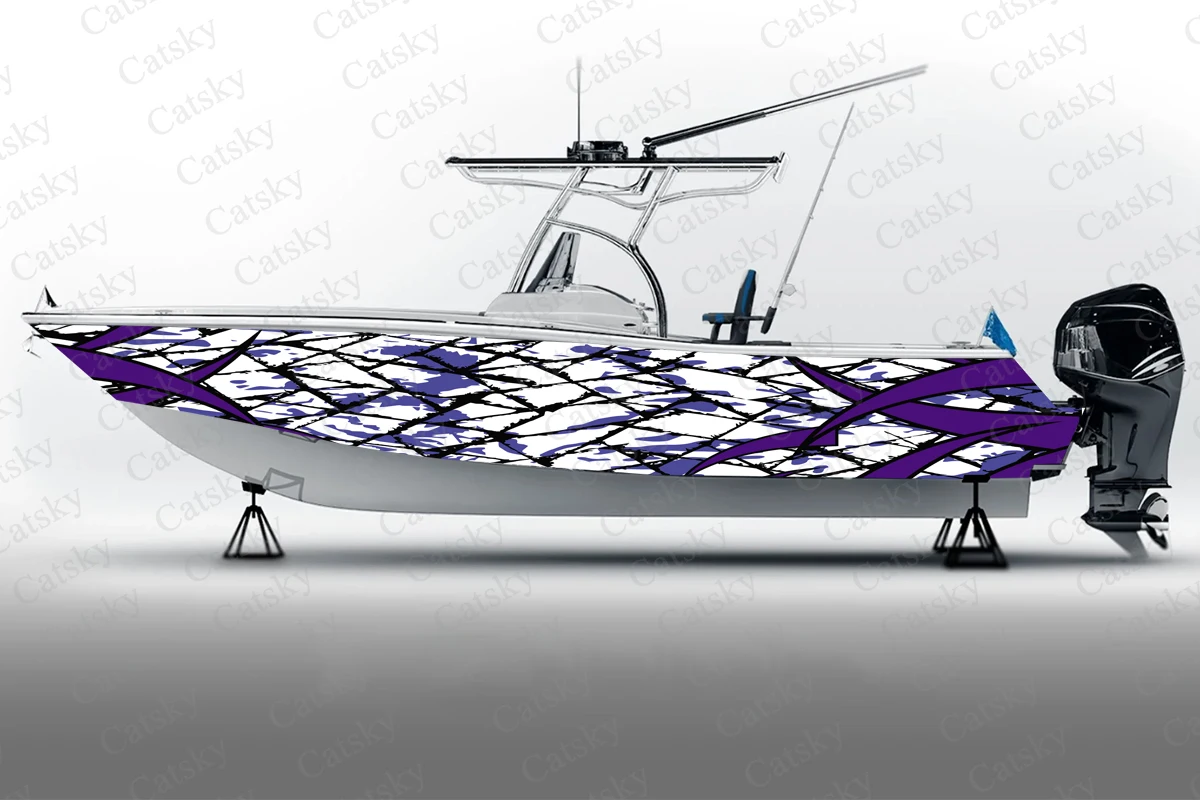 

Colorful ink vector graphic abstraction Boat Sticker Packaging Fish Boat Waterproof Custom Marine Boat Decal boat wrap vinyl