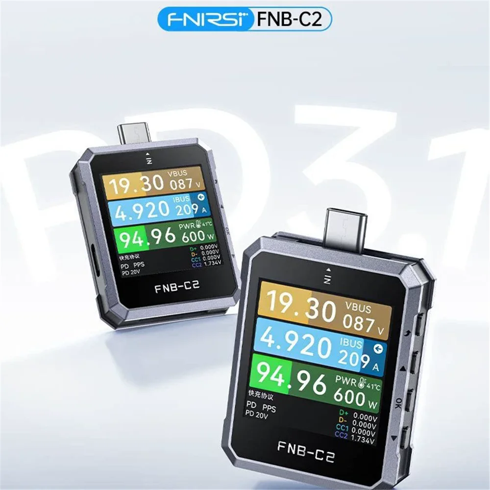 FNIRSI FNB-C2 타입-C 고속 충전 테스터 PD3.1 240W 최대 출력 디지털 전류계 전압계 충전기 보조배터리 휴대폰 테스터