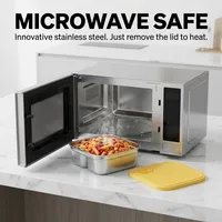 Boîte de conservation alimentaire pour réfrigérateur avec couvercle, empilable, hermétique, compatible micro-ondes, en acier inoxydable 304, boîte à lunch 5