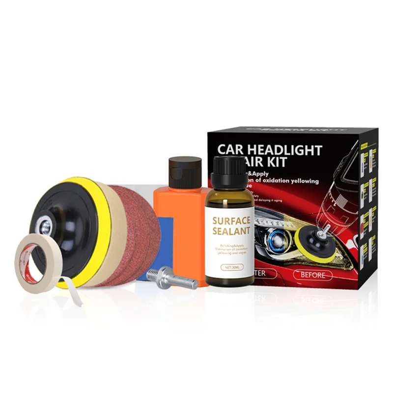 AUTOXBERT Kit de restauración de faros de coche, abrillantador, reparación  de arañazos, pasta líquida, pulidora de lentes de luz, herramienta de