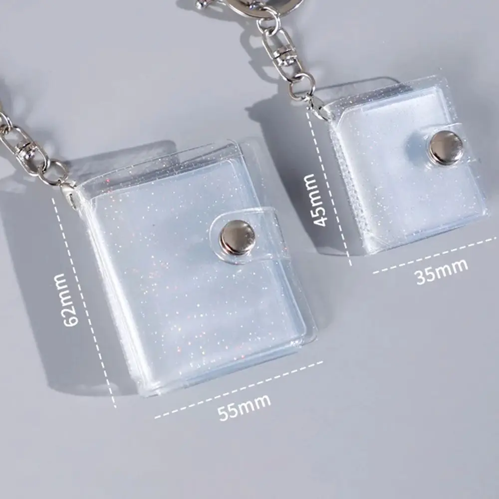 Transparent 1/2 inch Holder Pockets Photo DIY Mini Photo Album Keychain Portable Certificate Storage Portable Key Ring