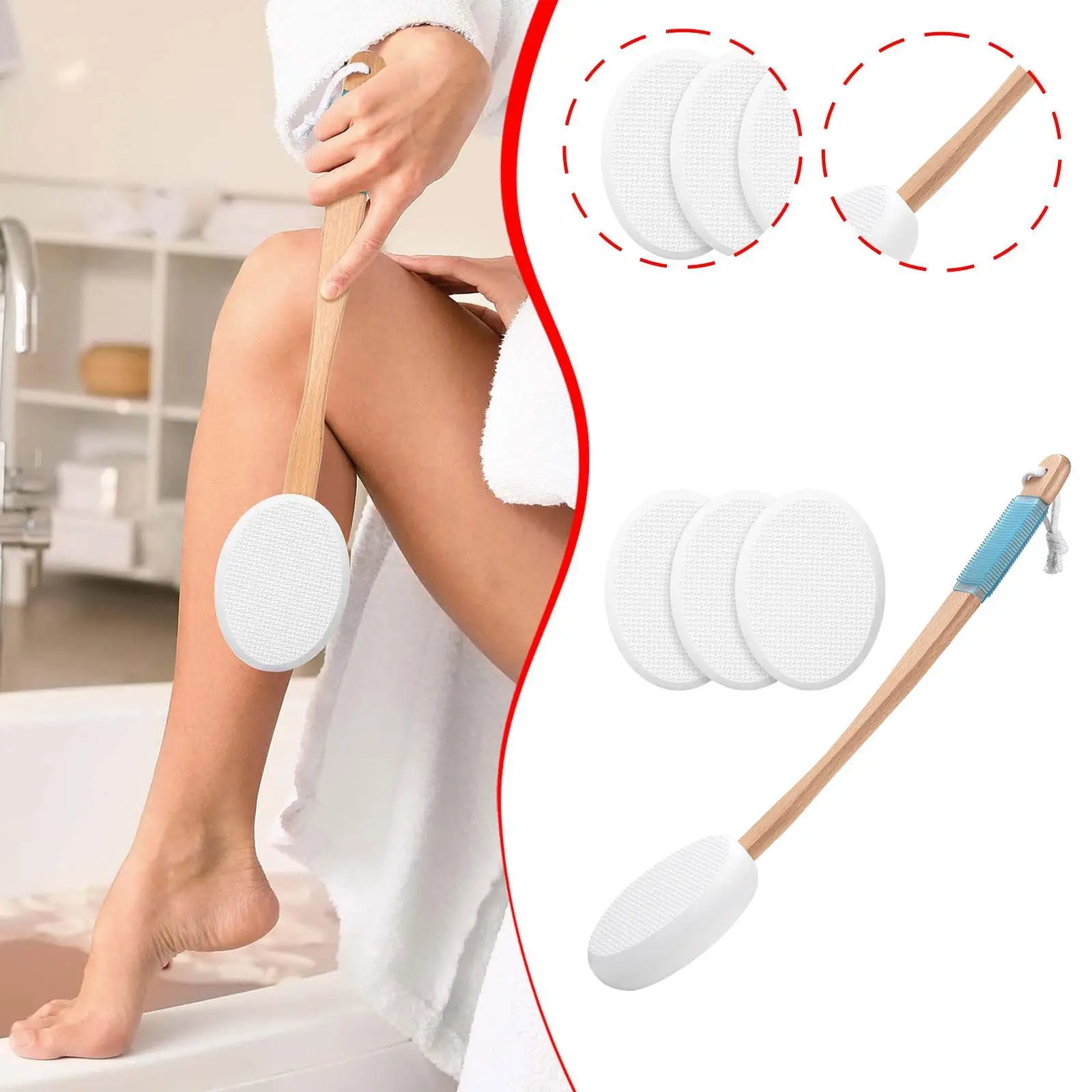 긴 손잡이가 있는 등용 로션 어플리케이터 재사용 가능한 미끄럼 방지 등용 로션 어플리케이터