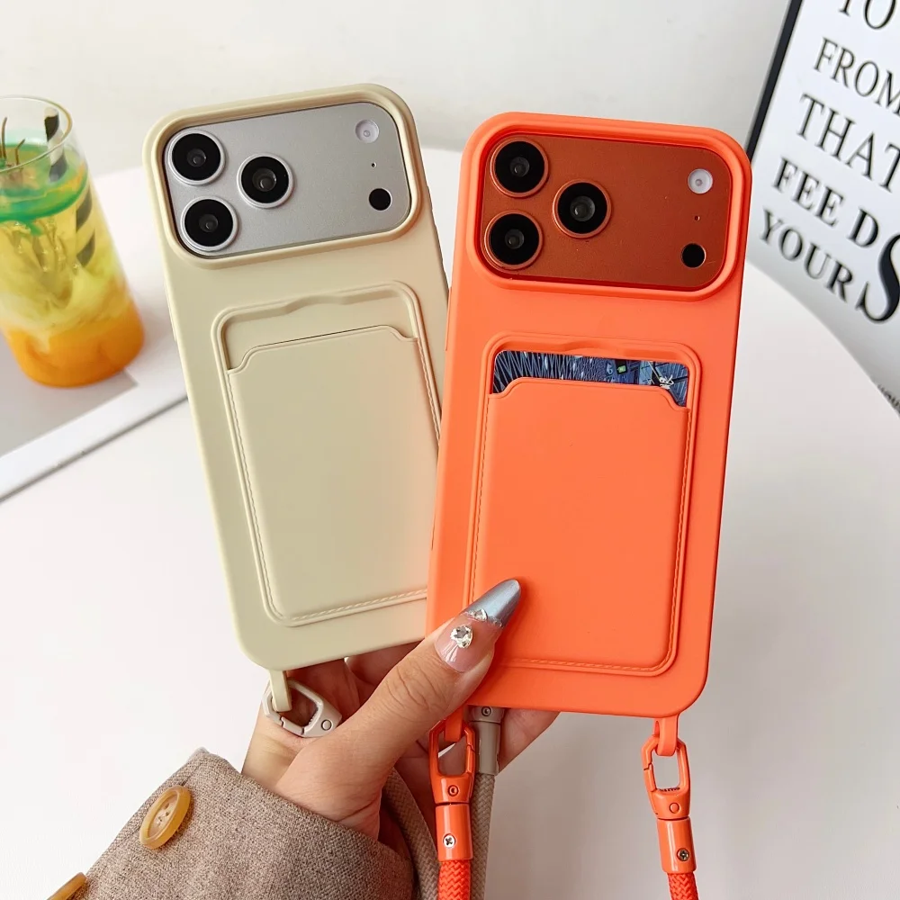 Aktivitäts-Verriegelungsverschluss, Lanyard-Kordel-Hülle für iPhone 17 Pro Max 16 15 14 13 12 11 Pro Max, flüssiges Silikon, Slot-Karten-Brieftaschen-Abdeckung – Detail 4