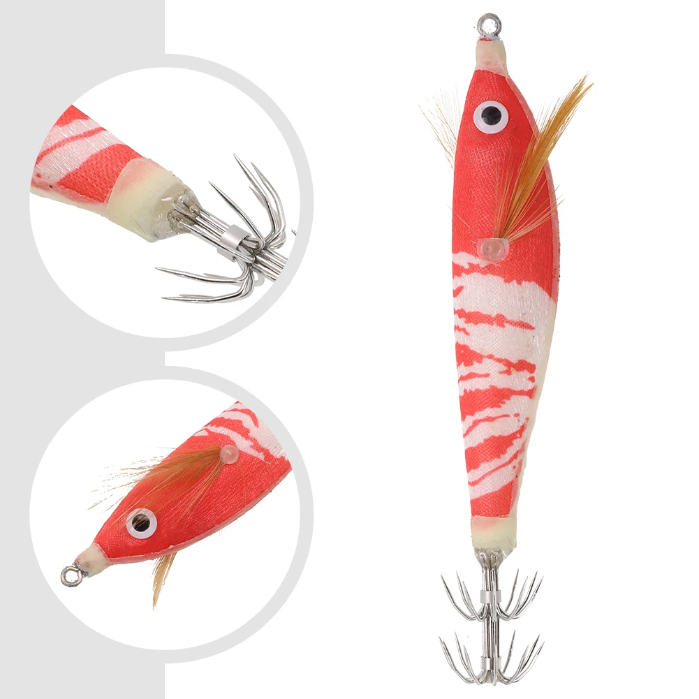 

Fishing Bait Sea Fishing Simulation Shrimp Squid Hook Stainless Steel Squid Hook Wooden Shrimp 10cm/9.6g Fishing Fake Bait Fish