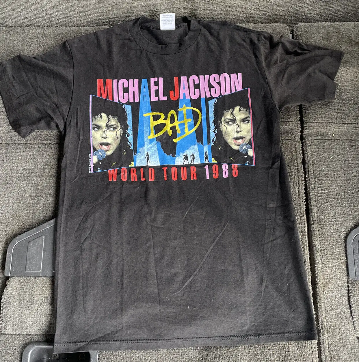 Maglietta Vintage Michael Jackson Youth M 38 40 1988 Tour Concert Bad Thriller Maniche Lunghe O Corte