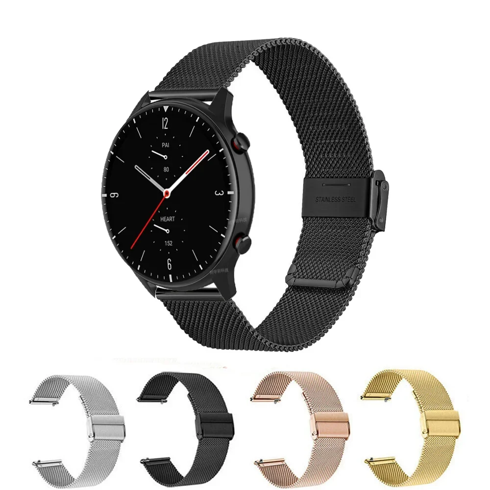 

For GTR 2 Metal Watchband Strap For Huami Amazfit GTR 2E/GTR 47mm/Stratos 3 2 2S/Pace Bracelet Milanese Replace Wristband Correa