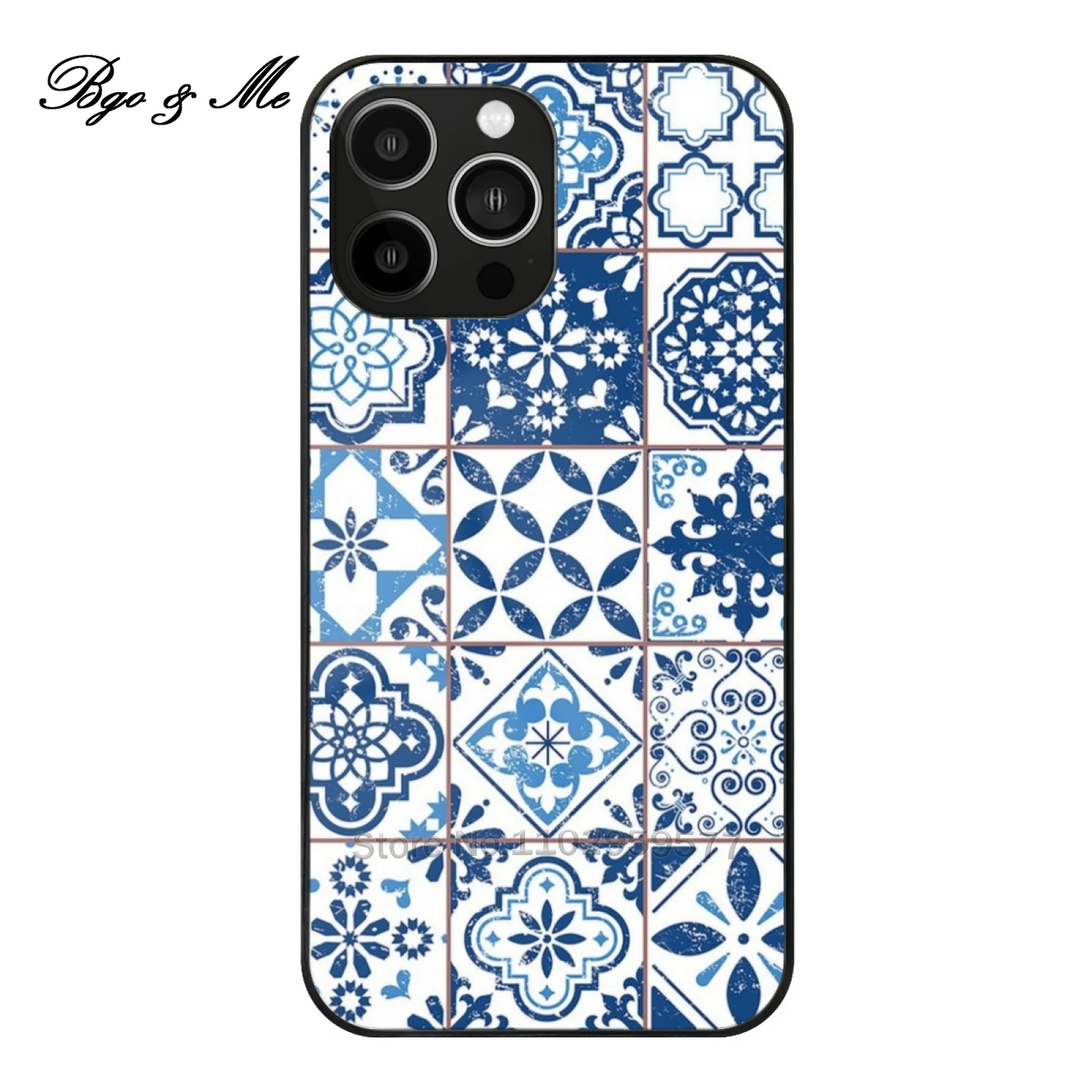 

Portuguese Azulejos Tempered Glass Case For Iphone 15 14 13 12 Pro Max Azulejo Lisbon Azulejos