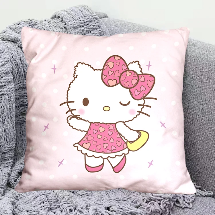 Cute cartoon Hello kitty pillowcase living room sofa office cushion cover home bedroom room decoration cute girly birthday gift 3